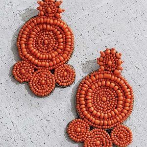Orange Beaded Statement Earrings